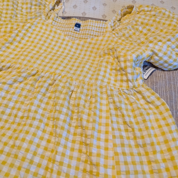 Old navy gingham yellow puff sleeve dress 2x nwt - Picture 3 of 12